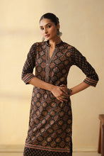 Black Ajrakh Print 3Pcs Kurta Set