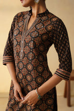Black Ajrakh Print 3Pcs Kurta Set