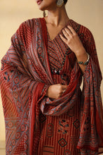 Elegant Ajrakh 3Pcs Suit with Wide Pants