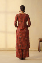 Elegant Ajrakh 3Pcs Suit with Wide Pants