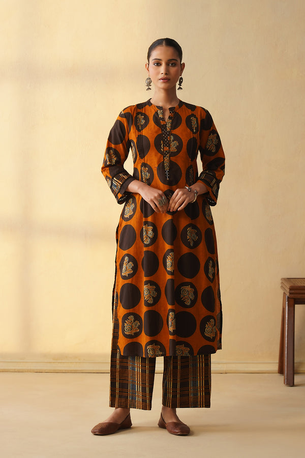 Bold Polka Dot with Floral Block Print Co-ord Set