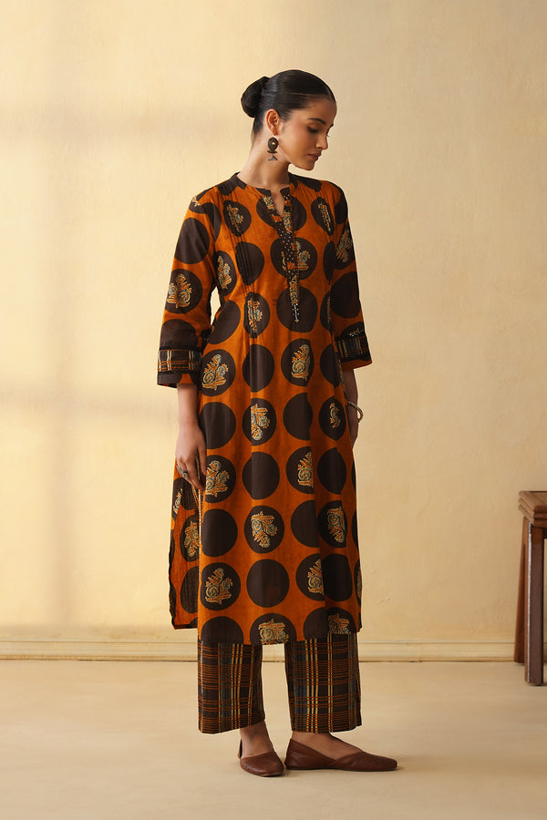Bold Polka Dot with Floral Block Print Co-ord Set