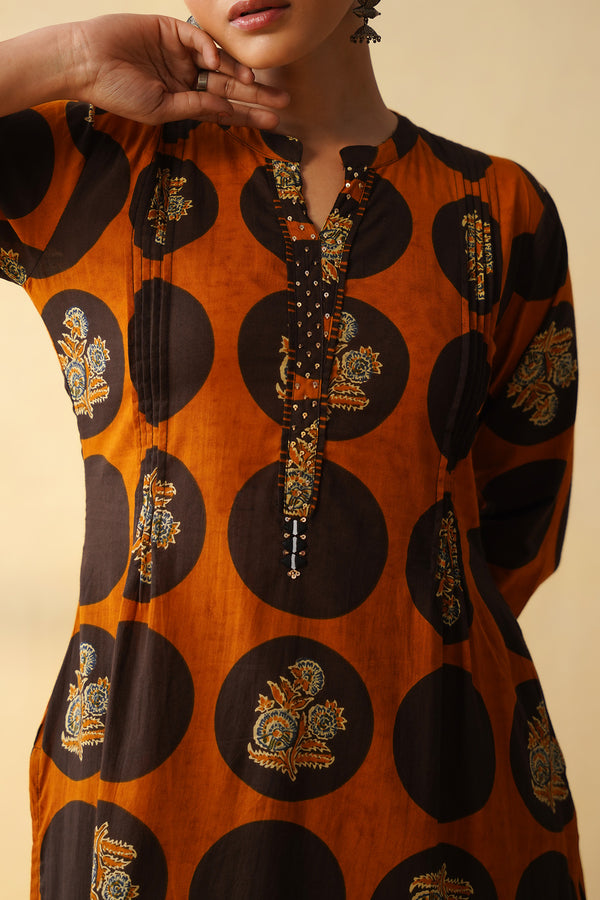 Bold Polka Dot with Floral Block Print Co-ord Set