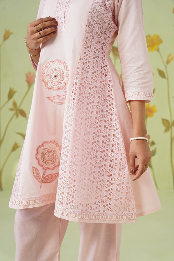 Peach Embroidered  co-ord sets