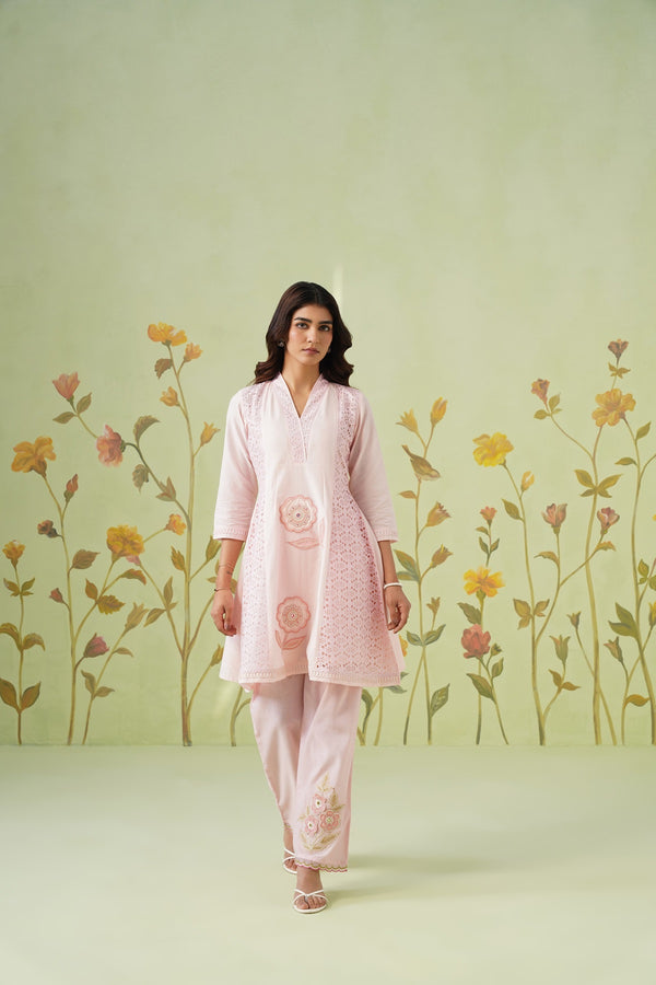 Peach Embroidered  co-ord sets
