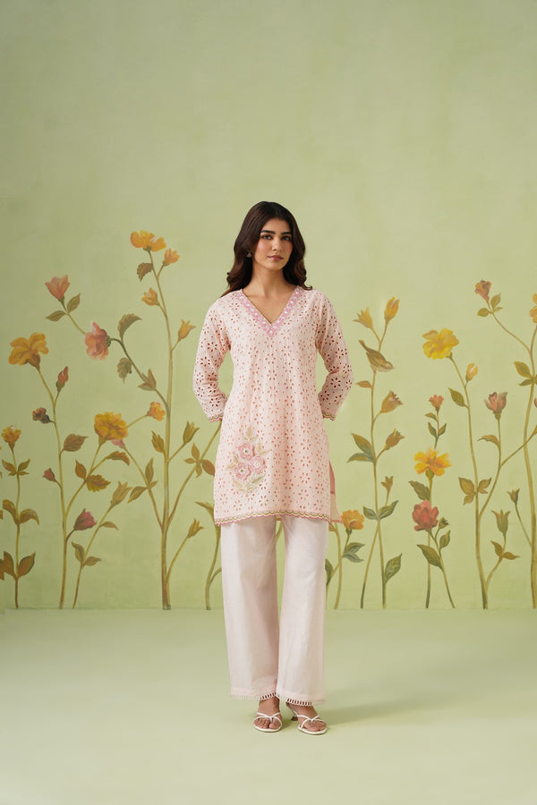 Light Pink Floral Cutwork co-ord sets
