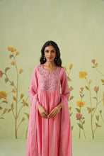 Pink Floral Embroidered Anarkali Kurta Set with Dupatta