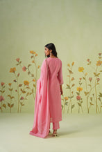 Pink Floral Embroidered Anarkali Kurta Set with Dupatta