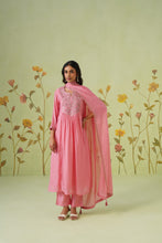 Pink Floral Embroidered Anarkali Kurta Set with Dupatta