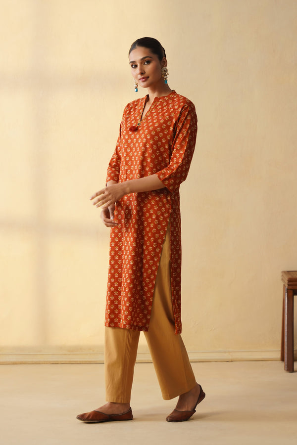 Rust Orange Straight Only Kurta