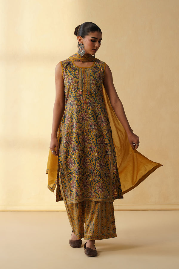 Kalamkari 3 Pcs kurta Set