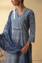 Blue 3Pcs Suit with Wide Leg Pant