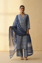 Blue 3Pcs Suit with Wide Leg Pant