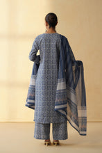 Blue 3Pcs Suit with Wide Leg Pant