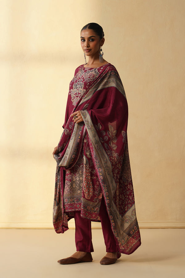 Burgundy Straight Kurta Set