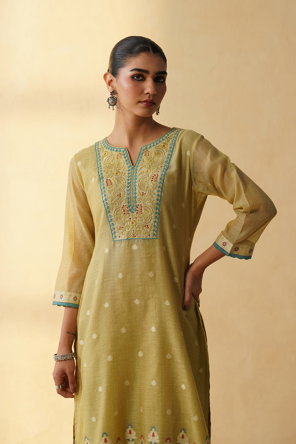 Straight Chanderi 3Pcs Kurta Set