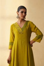 Lime Green A-line Kurta Set