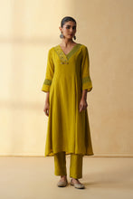 Lime Green A-line Kurta Set