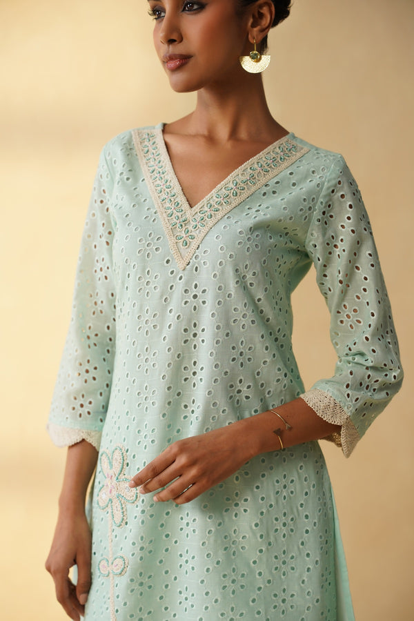 Mint Green Embroidered  co-ord sets