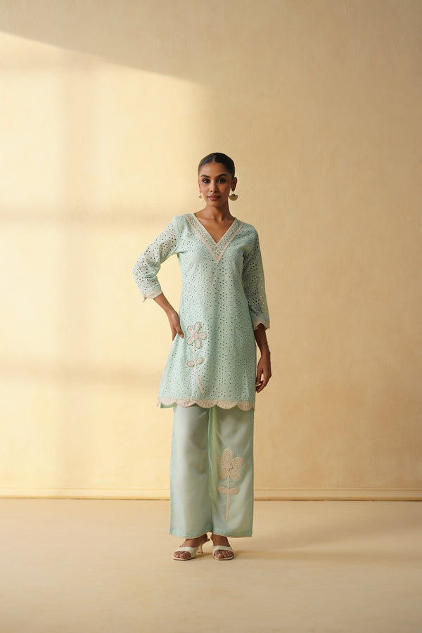 Mint Green Embroidered  co-ord sets