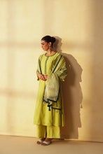 Olive Green Floral Printed Straight Kurta Set with Contrast Piping