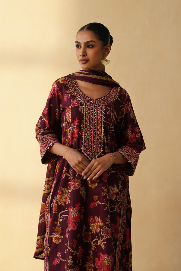 Zari Work Kurta Set with Wide palazo Pant