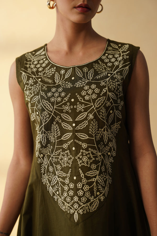 Olive Green A-line Co-ord Set