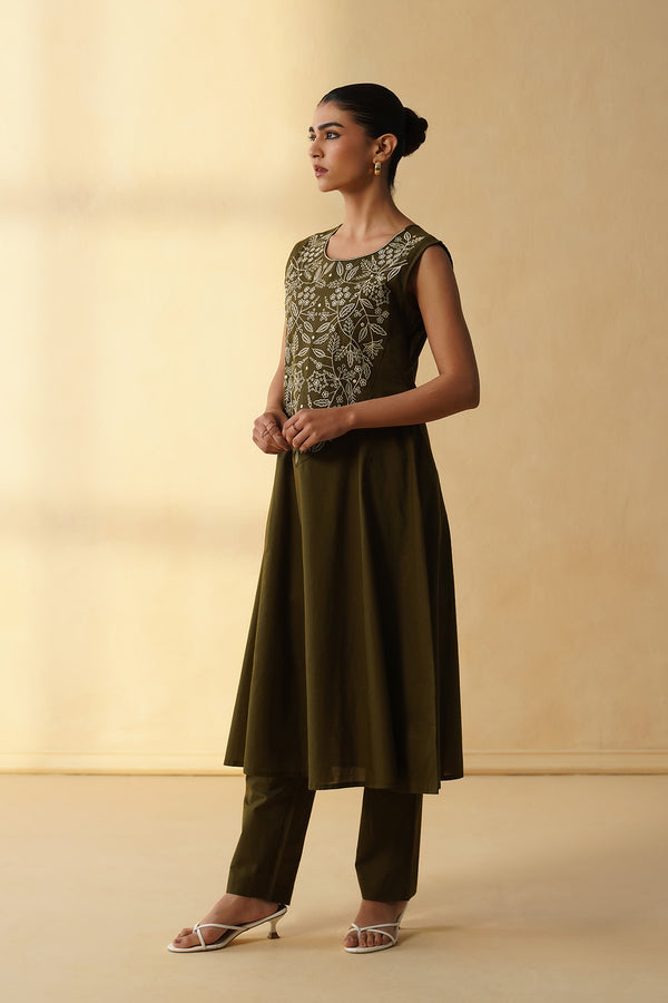 Olive Green A-line Co-ord Set