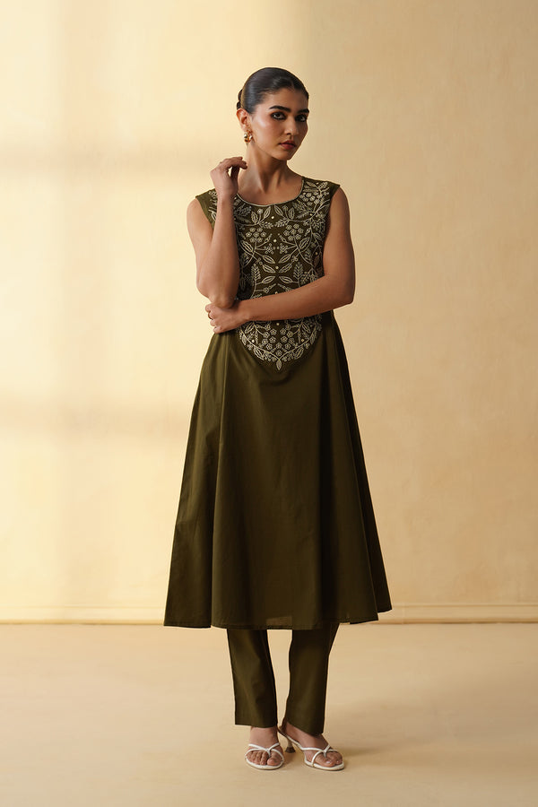 Olive Green A-line Co-ord Set