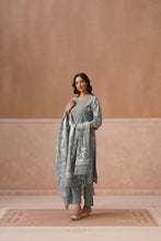 Powder Blue Printed Embroidered Kurta Set