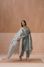 Powder Blue Printed Embroidered Kurta Set
