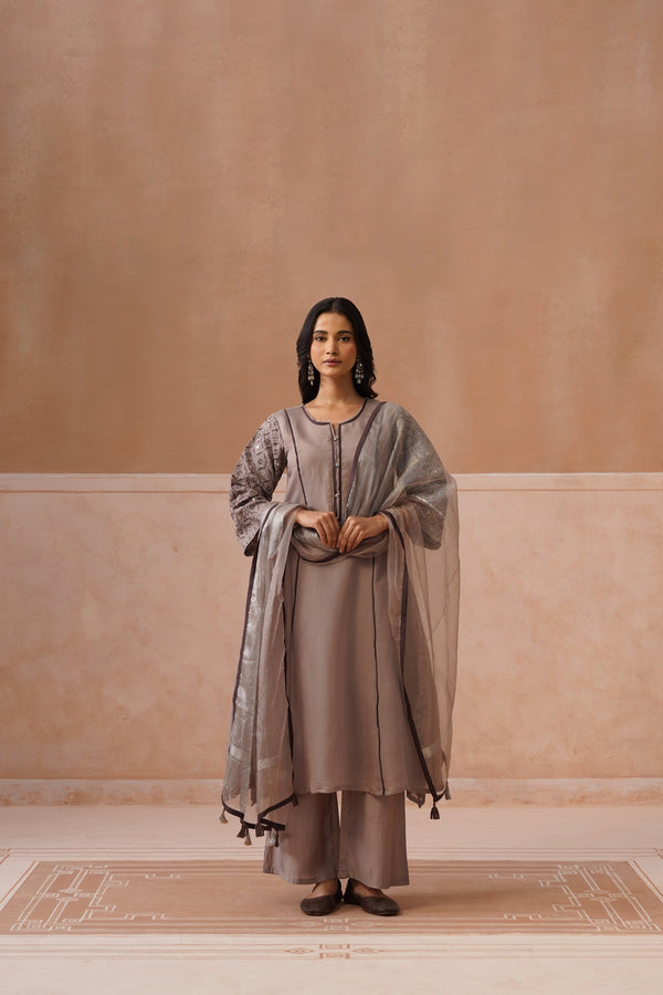 Printed Kurta Set with Organza Dupatta
