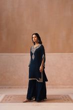 Navy Blue Embroidered Kurta Set