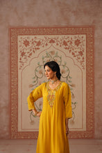 Yellow Embroidered Kalidar Kurta Set