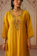 Yellow Embroidered Kalidar Kurta Set