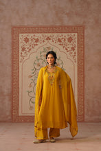 Yellow Embroidered Kalidar Kurta Set