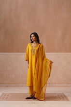 Yellow Embroidered Kalidar Kurta Set