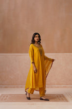 Yellow Embroidered Kalidar Kurta Set