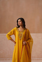 Yellow Embroidered Kalidar Kurta Set