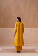 Yellow Embroidered Kalidar Kurta Set