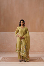 Olive Green Peacock Print Kurta Set