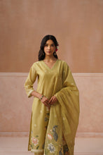 Olive Green Peacock Print Kurta Set