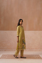 Olive Green Peacock Print Kurta Set