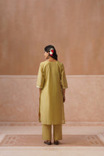 Olive Green Peacock Print Kurta Set