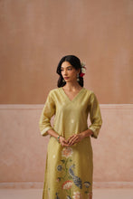 Olive Green Peacock Print Kurta Set