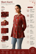 Deep Red Floral Short Kurti