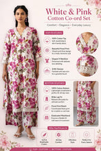 Magenta Pink Floral Co-ord Set with elegant white Lace work