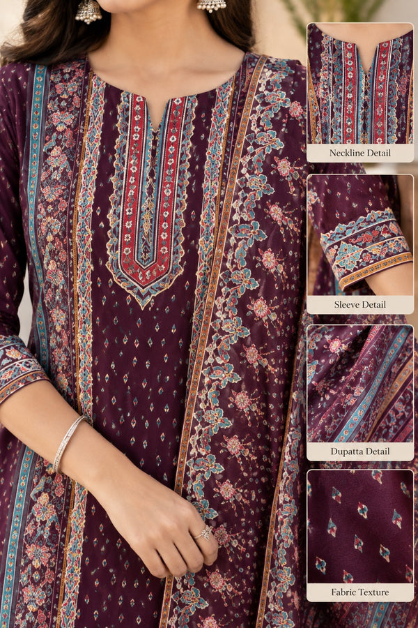 Brown Printed Kurta Set
