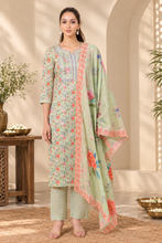 Mint Green Floral Printed 3-Piece Suit Set