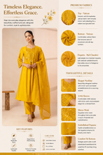 Mirror Embroidery Mustard 3 pcs Kurta Set